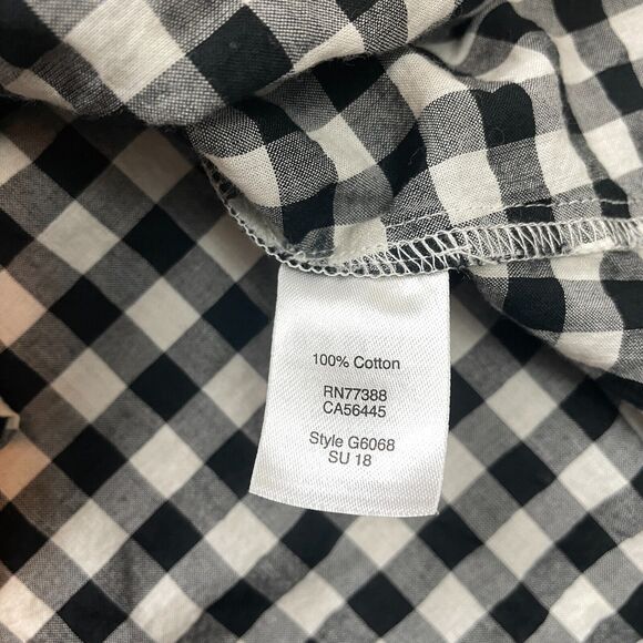 J.Crew Button Up Blouse Shirt Womens XXS Black White Plaid Long Sleeve Collared - Picture 5 of 10